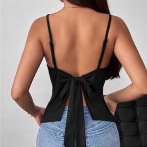SHEIN Elegant Black Tie-Back Camisole